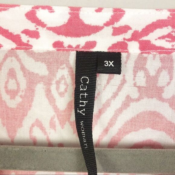 CATHY WOMAN | Tribal Print Blouse Pink White Women’s Plus Size 3X - Picture 5 of 7